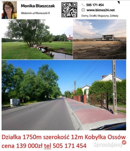 Działka 1750m szerokość 12m pełne media Kobyłka Ossów