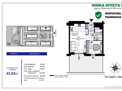 2 pokoje 43m2 parter taras 28m2 na IV Q 2024