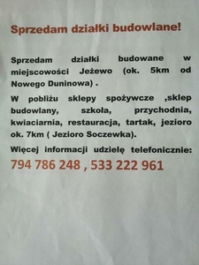 Działki Jeżewo urokliwe miejsce.