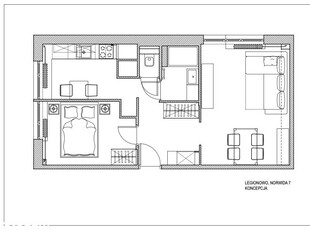 Norwida 7, 42,3m2 - 2 pokoje + kuchnia po remoncie