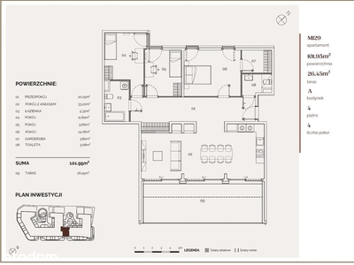 Mieszkanie, 101,95 m², Kraków