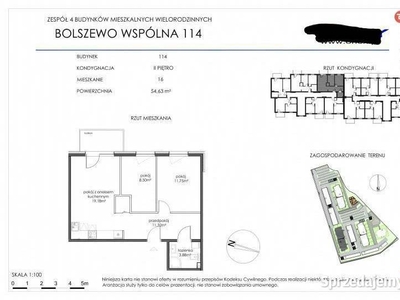 3pokoje w Bolszewie 55m stan deweloperski