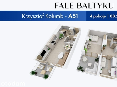 Fale Bałtyku | A51| Dwupoziomowe Z DWOMA BALKONAMI