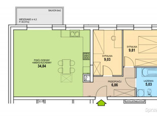 Mieszkanie Zielona Góra 65.57m2 3-pokojowe