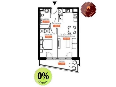 Mieszkanie na sprzedaż 46,00 m², piętro 1, oferta nr 99505