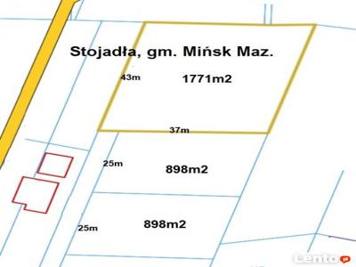 Działki budowlane, Stojadła 898m2, 1771m2, media!