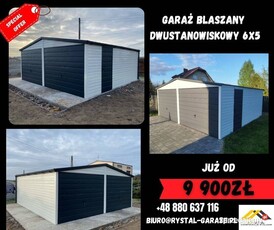 Garaż Blaszany Dwustanowiskowy 6x5 6x6 GRUBY PROFIL/Ry-Stal Bramy uchylne