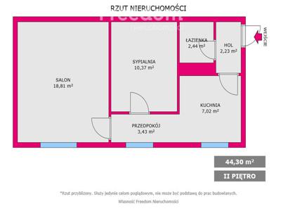 Mieszkanie na sprzedaż 44,30 m², piętro 2, oferta nr 26089/3685/OMS