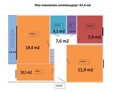 Sprzedam mieszkanie 3 pokojowe 61,4m2