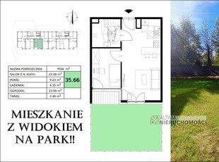 Gotowe! 2pok. 35,66m² Ogródek ul. Lasówka Park 0%