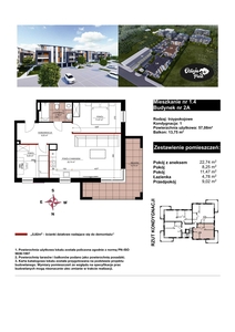 OSTOJA PARK - 57,08 m2, 3 pokoje, duży narożny balkon