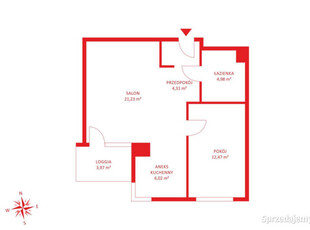 Mieszkanie 49.01m2 2 pokoje Warszawa