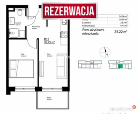 Mieszkanie do sprzedania Kraków Bieżanów 35.22 metry 2 pok