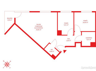 Mieszkanie Warszawa Równoległa 66.22m2 3-pokojowe