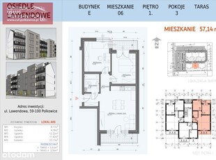 Nowe budownictwo I p. -57,14 m2-3 pok. Lawendowa,