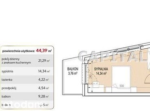 Mieszkanie, 44,39 m², Kraków