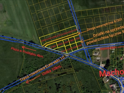 Machowinko, k. Ustki, kompleks 9-ciu działek budowlano-usługowych, 9731m2