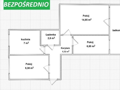 3-pok. dwustronne, niski blok os. Jagiellońskie. Bezpośrednio