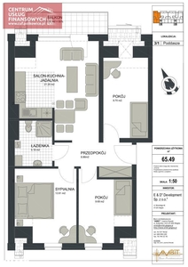 Deweloperskie-65,49 m2 - 3 pok. III piętro, Chocia