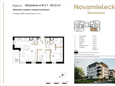 * D&D Investment Apartament B 2.1, trzypokoje *