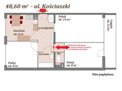 Mieszkanie na sprzedaż 3 pokoje Giżycko, 48,60 m2, 4 piętro