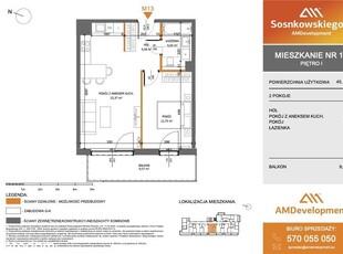 M13 Mieszkanie 2 pokojowe na sprzedaż 45,19 m2