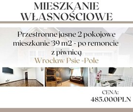 Przestronne 2 Pokojowe mieszkanie 39m2 z piwnicą dostępne od ręki!