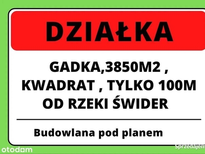 Działka budowlana 3850m2, media, blisko rzeka Świder