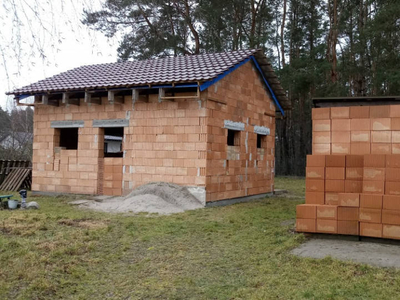 Działka budowlana Obrowo k/Torunia z domem w budowie