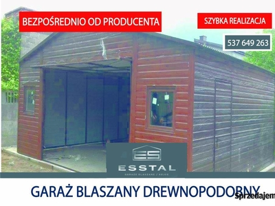 0118 Garaż Blaszany Drewnopodobny -Garaże Blaszane - Hale , Wiaty – ESSTAL