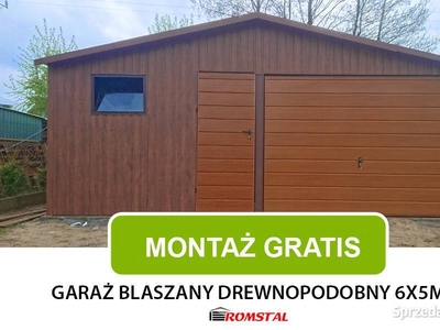 DREWNOPODOBNY Garaż Blaszany 6x5 - Garaże Blaszane - Romstal