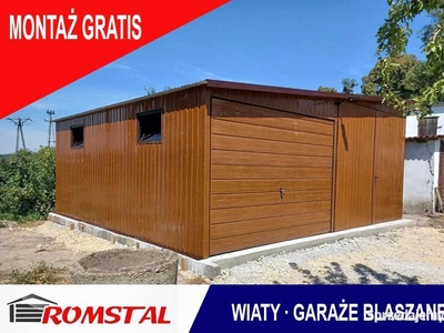 DREWNOPODOBNY Garaż Blaszany 7x6 - Magazyn / Wiata - Romstal