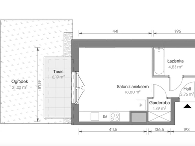 2 pokoje, 39,95m2, Targówek, taras+ogródek