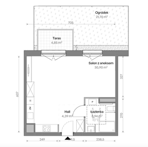 Mieszkanie 41,23 m2, Targówek, taras+ogródek