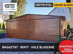 Garaż Blaszany 6x6 Drewnopodobny Złoty Dąb/Garaże Blaszane - GRZYWSTAL