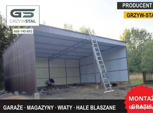 Garaż Blaszany Otwarty / Wiata Garażowa /Hala / Magazyn - GRZYWSTAL