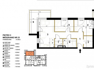 Mieszkanie sprzedam 51.49m2 3 pokoje Kielce