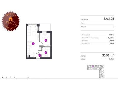 Mieszkanie na sprzedaż 30,32 m², piętro 1, oferta nr 99378