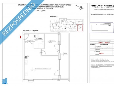 Mieszkanie nr 4: 2 pokojowe 44,95m2, 1 piętro (miejsce postojowe w garażu podziemnym)