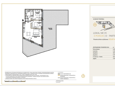 3pok, 62,62m², ogród ponad 100m², bez prowizji