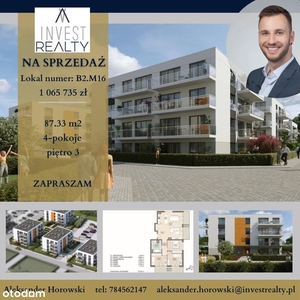 4 pokoje | 87,33 m2 | balkony | 0% Prowizji | 2025