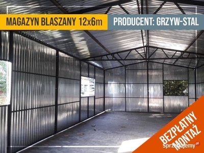 Garaż Blaszany Ocynkowany 12x6 - Magazyn , Hale , Schowki - GrzywStal