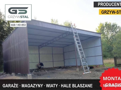 Garaż Blaszany Otwarty / Wiata Garażowa /Hala / Magazyn - GRZYWSTAL