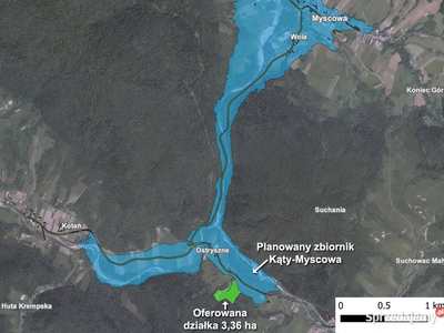 Działka 3,36 ha przy planowanym zalewie Kąty-Myscowa