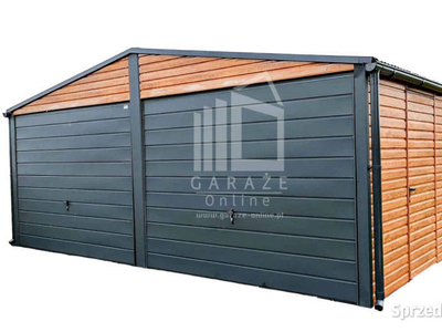 GARAŻ BLASZANY 6m x 6m - dwuspadowy 2x Brama + drzwi ID122