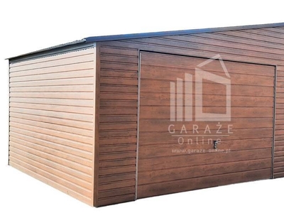 GARAŻ BLASZANY 8m x 6m 2x Brama drewnopodobny ID171