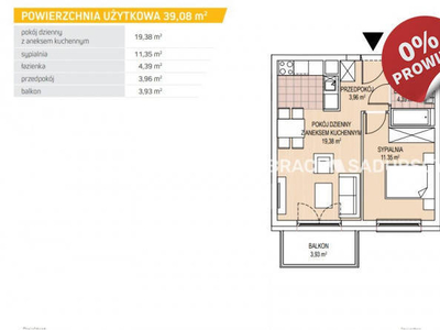 Mieszkanie Kraków 38.83m2 2 pok