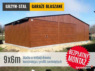 Duży Garaż Blaszany w kolorze ORZECH - Wiata , Magazyn - GrzywStal A11v1