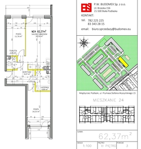 Mieszkanie 3 pokoje, 62m2, nowe, winda, GARAŻ!