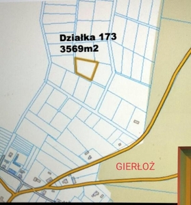 GIERŁOŻ gmina Ostróda-działka 3800 m2 przy lesie-OKAZJA